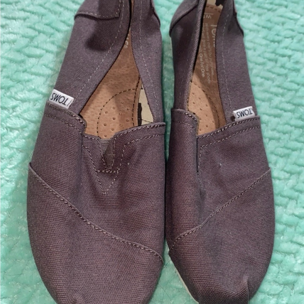 TOMS Dark Brown Canvas Slip-Ons